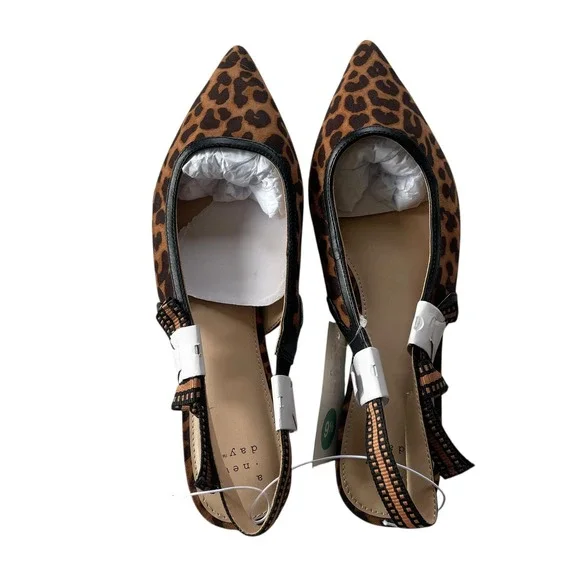 A New Day Leopard Print Pointed Toe Slingback Flats Size 9.5 NWT - Picture 4 of 9